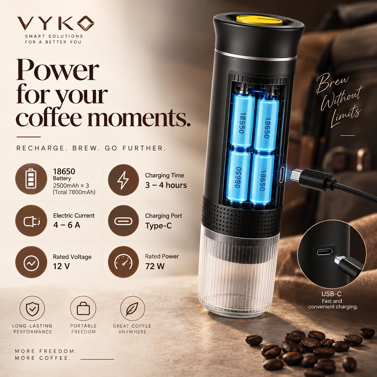 CoffeeGo™ 3-in-1 Portable Espresso Maker